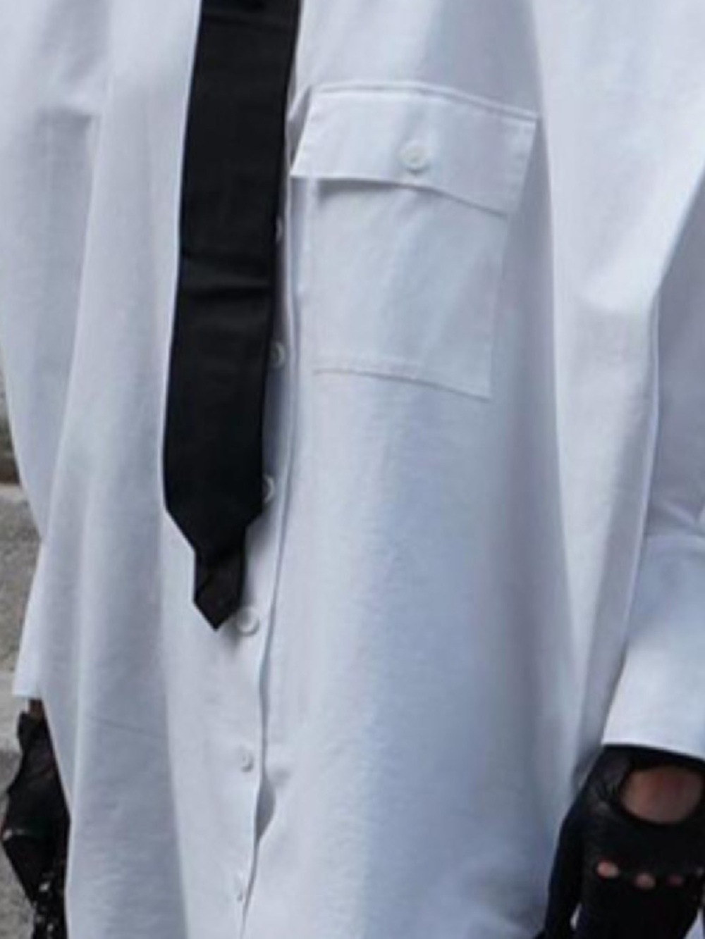 White Women’s Button-Up Shirt with Pocket